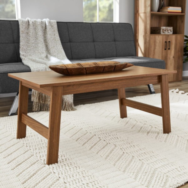 Mainstays Wood Rectangle Coffee Table, Walnut Finish | Bigbigmart.com