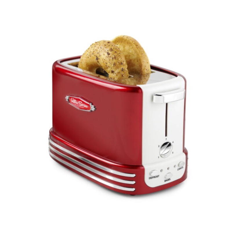 Nostalgia NRTOS2RR Retro 2-Slice Bagel Toaster, Red | Bigbigmart.com