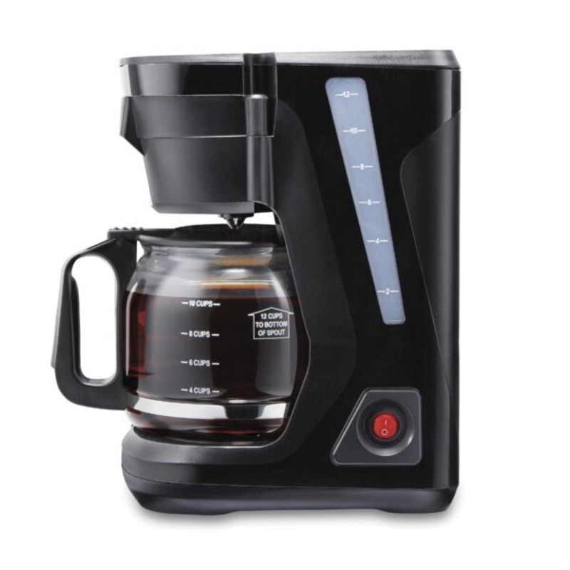 Proctor Silex Front Fill Compact 12 Cup Coffee Maker, Glass Carafe, Compatible with Smart Plugs, Black, 43680PS | Bigbigmart.com