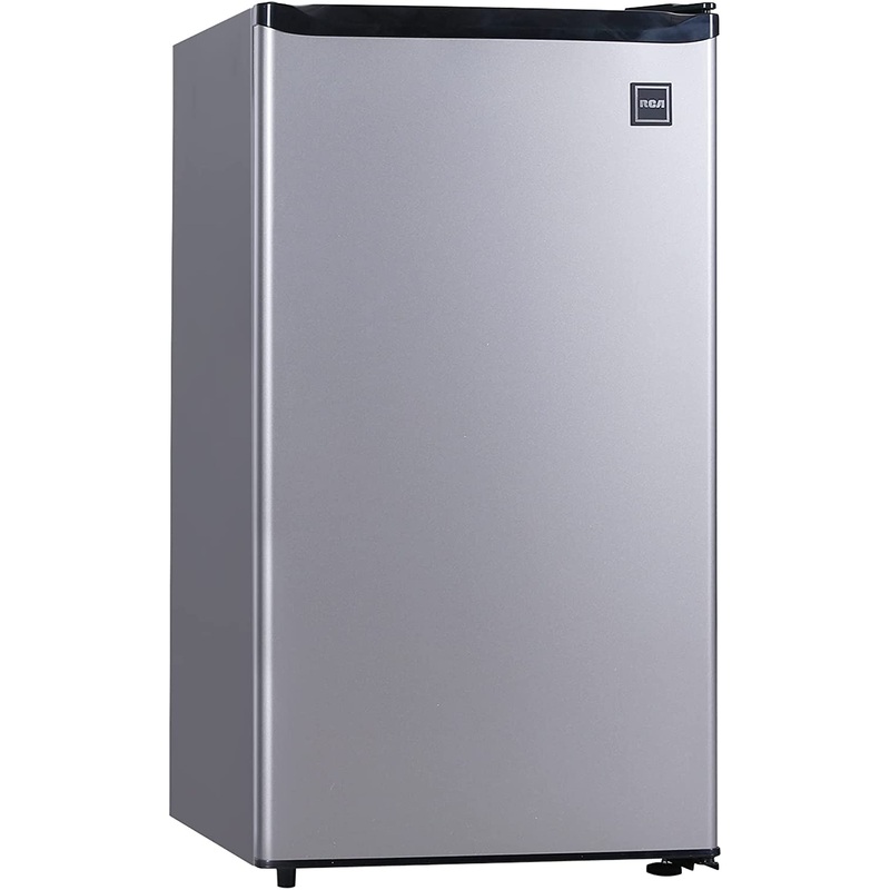 RCA RFR322 Mini Refrigerator, Compact Freezer Compartment, Adjustable Thermostat Control, Reversible Door, Ideal Fridge for Dorm, Office, Apartment, Platinum Stainless, 3.2 Cubic Feet | Bigbigmart.com