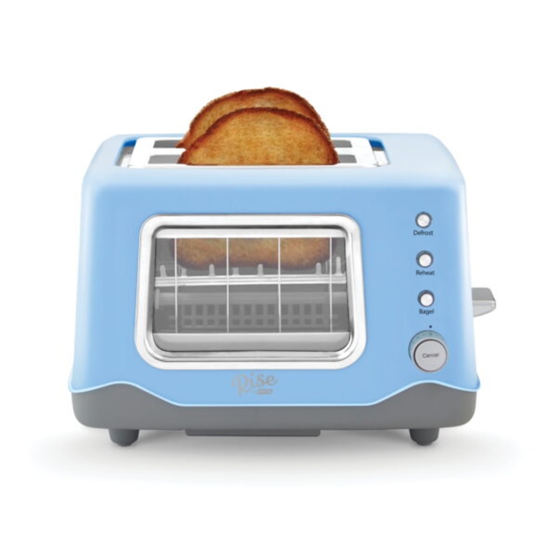 Rise by Dash Clear View Window 2-Slice Toaster Blue – Defrost, Reheat, Bagel, Auto Shut off | Bigbigmart.com