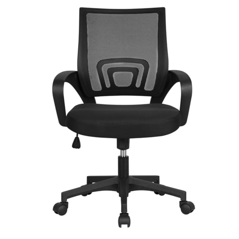 Smile Mart Adjustable Mid Back Mesh Swivel Office Chair with Armrests, Black | Bigbigmart.com