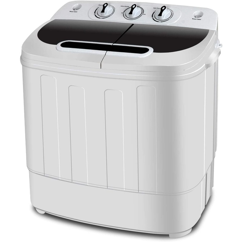 SUPER DEAL Compact Mini Twin Tub Washing Machine, Portable Laundry Washer w/Wash and Spin Cycle Combo, Built-in Gravity Drain, 13lbs Capacity for Camping, Apartments, Dorms, College Rooms, RVs and more | Bigbigmart.com
