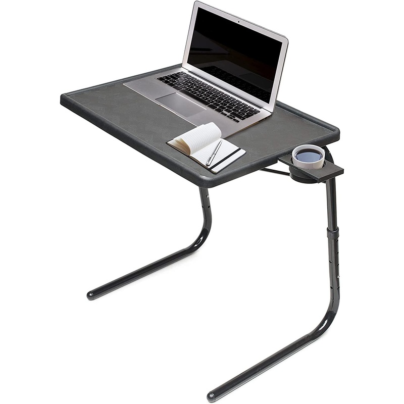 Table Mate II TV Tray Table – Folding TV Dinner Table, Couch Table Trays for Eating Snack Food, Stowaway Laptop Stand, Portable Bed Dinner Tray – Adjustable TV Table with 3 Angles, Cup Holder, Black | Bigbigmart.com