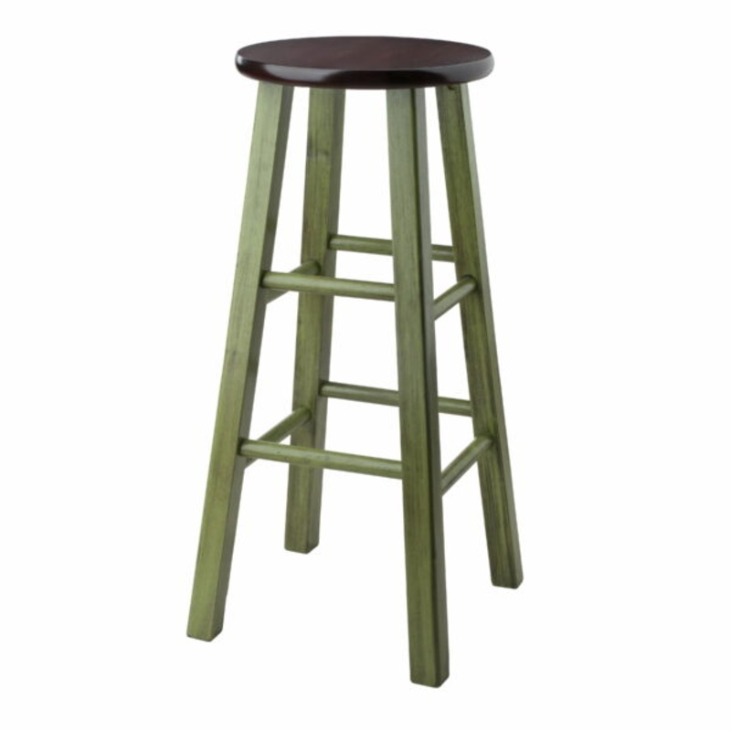 Winsome Wood Ivy Bar Stool, Rustic Green & Walnut | Bigbigmart.com