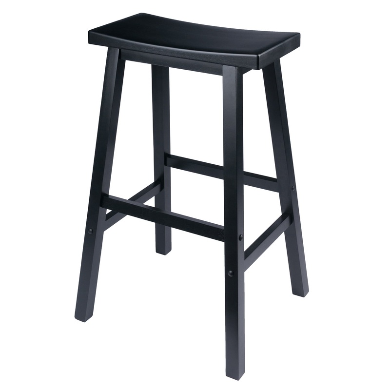 Winsome Wood Satori Saddle Seat Bar Stool, Black Finish | Bigbigmart.com
