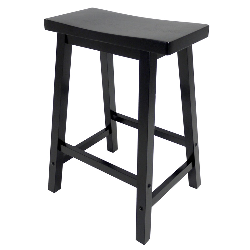 Winsome Wood Satori Saddle Seat Counter Stool, Black Finish | Bigbigmart.com