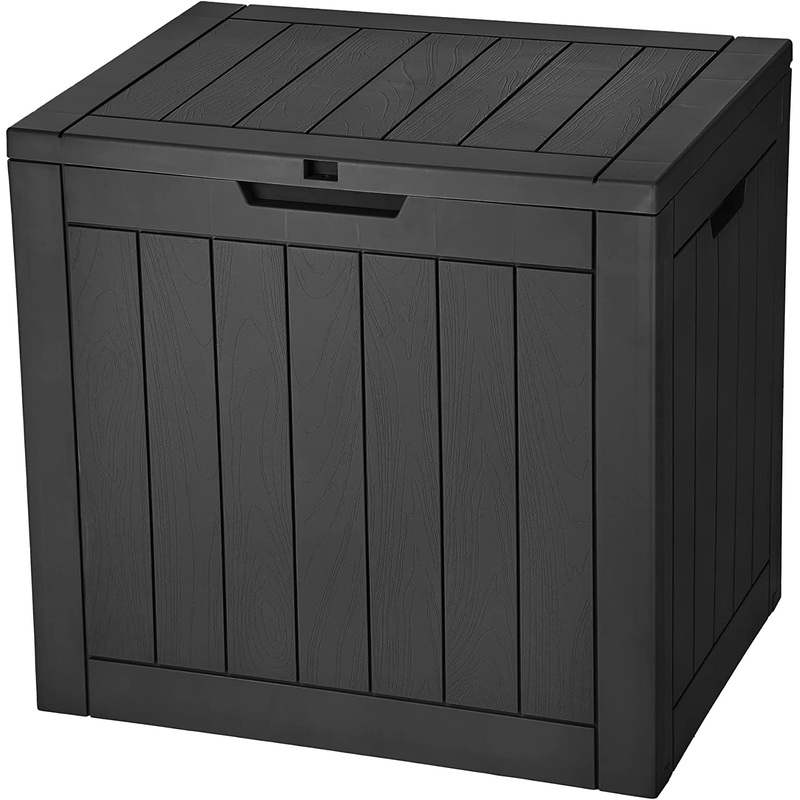 YITAHOME 30 Gallon Deck Box, Outdoor Storage Box for Patio Furniture, Pool Accessories, Cushions, Garden Tools and Outdoor, Waterproof Resin with Lockable Lid and Side Handles (Black) | Bigbigmart.com