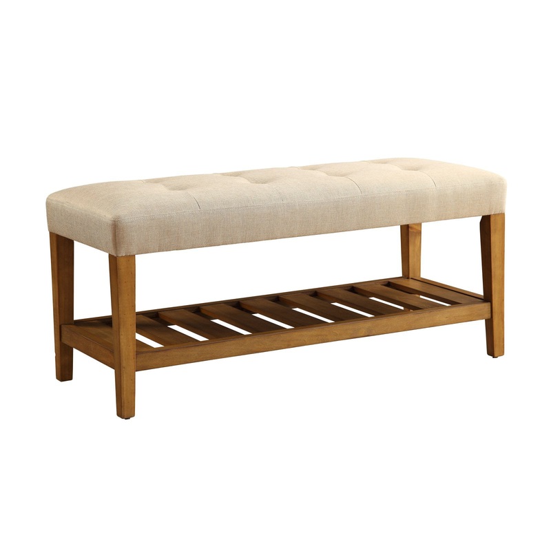 Acme Furniture Charla Bench, Light Gray | Bigbigmart.com