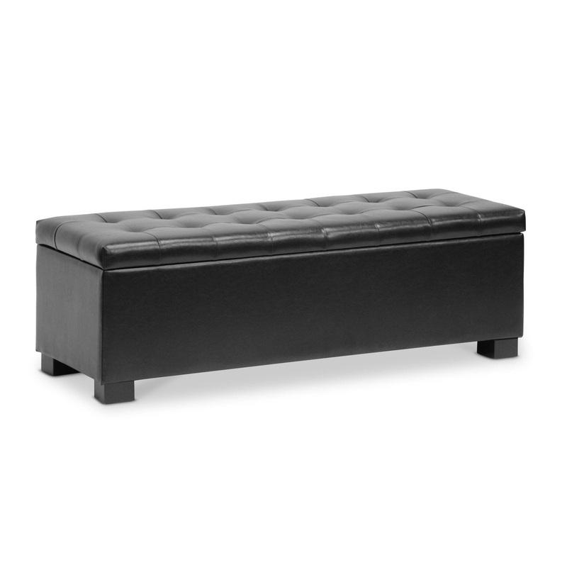 Baxton Studio Roanoke Ottoman, Black | Bigbigmart.com