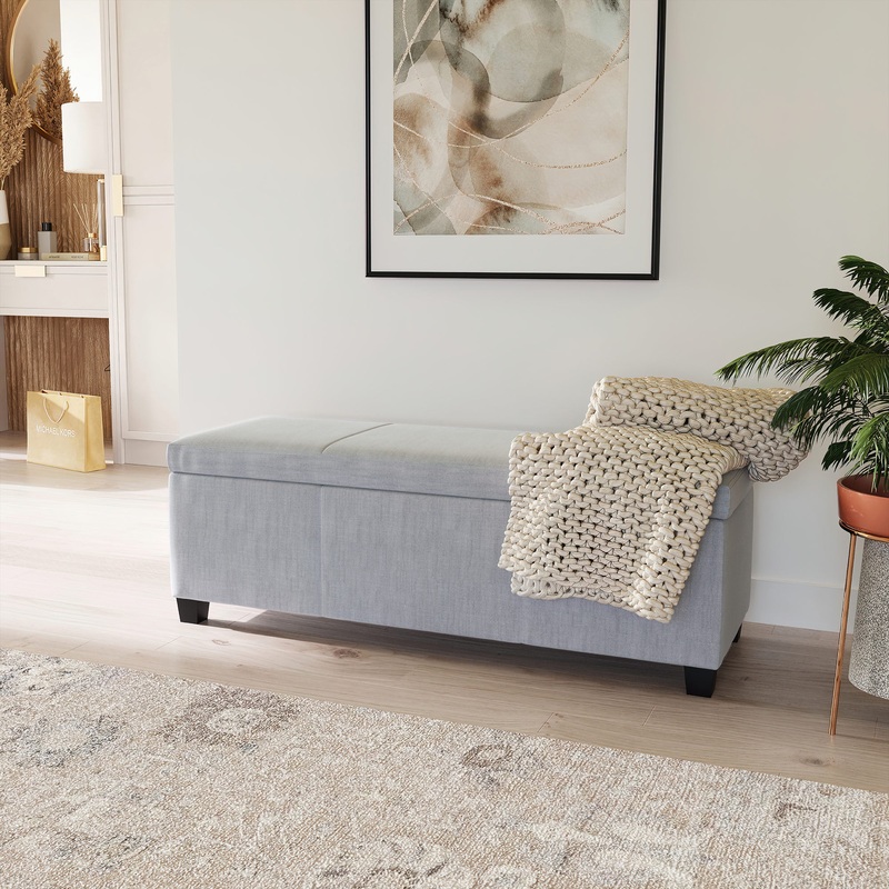 Belleze Storage Ottoman Bench Footstool – Amherst (Gray) | Bigbigmart.com