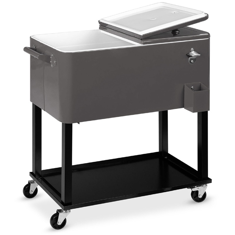 Best Choice Products 80qt Steel Rolling Cooler Cart w/ Bottle Opener, Catch Tray, Drain Plug, Locking Wheels – Gray | Bigbigmart.com