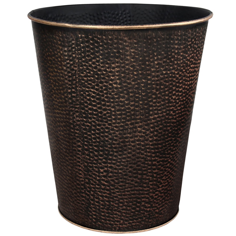 Blue Donuts Wastebasket Trash Can, 6 Liters, Bronze, Stainless Steel | Bigbigmart.com