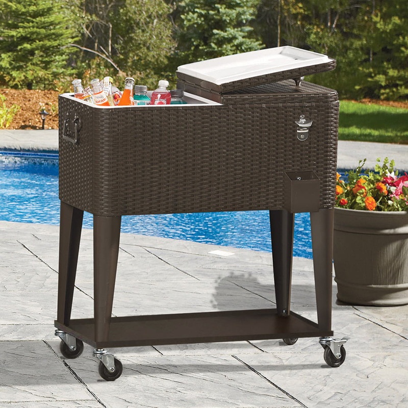 Clevr Outdoor Patio 80 quart Party Portable Rolling Cooler Wheeled Ice Chest – Steel – Indoor & Outdoor | Bigbigmart.com