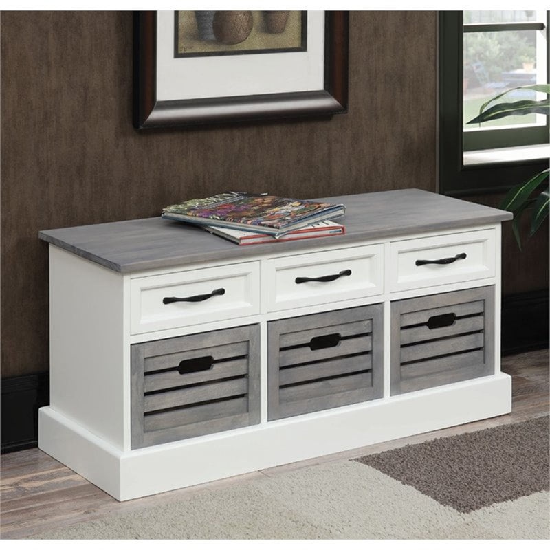 Coaster Company 3-drawer Storage Bench White and Weathered Grey | Bigbigmart.com