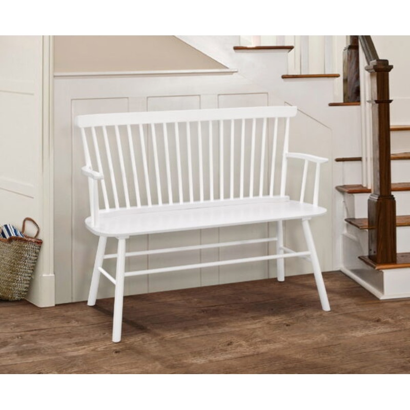 Crown Mark Jerimiah Back Support Bench, White | Bigbigmart.com