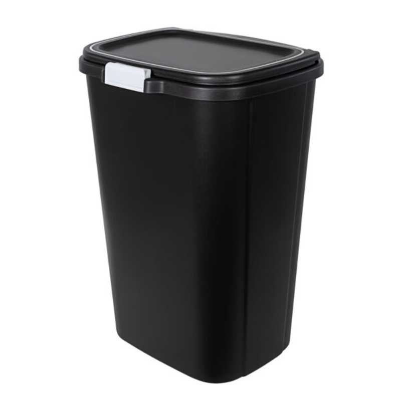 Hefty 13 gal Odor Block Plastic Touch Top Kitchen Trash Can, Black | Bigbigmart.com