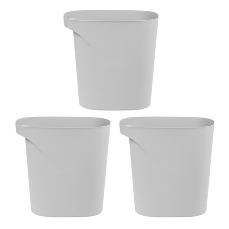 IRIS 6 Gallon Plastic Trash-Can for Bathroom-Kitchen-Bedroom, Gray, Set of 3 | Bigbigmart.com