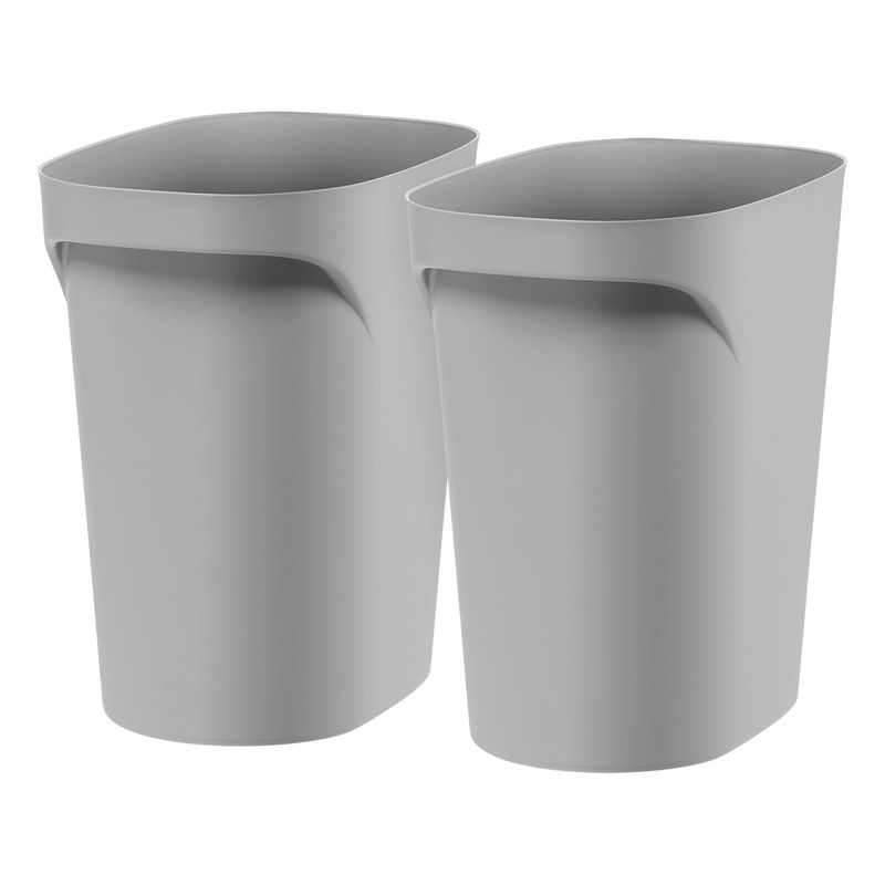 IRIS USA Plastic Trash Can Wastebasket for Bathroom, Kitchen, Bedroom, 6 Gallon, 2 pack, Gray | Bigbigmart.com
