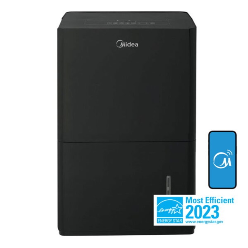 Midea 50-Pint EnergyStar Smart Dehumidifier for Wet Rooms with Pump, Black, MAD50PS1WBL | Bigbigmart.com