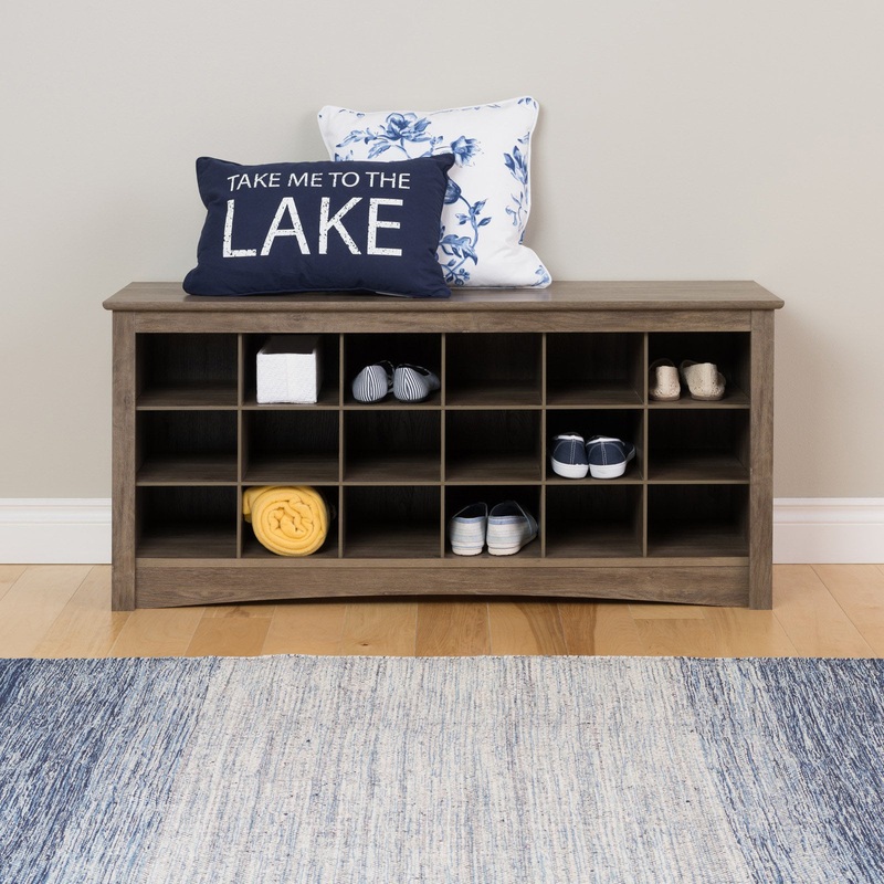 Prepac 3-Tier Entryway Storage Cubby Bench Shoe Rack, Wood, Gray | Bigbigmart.com