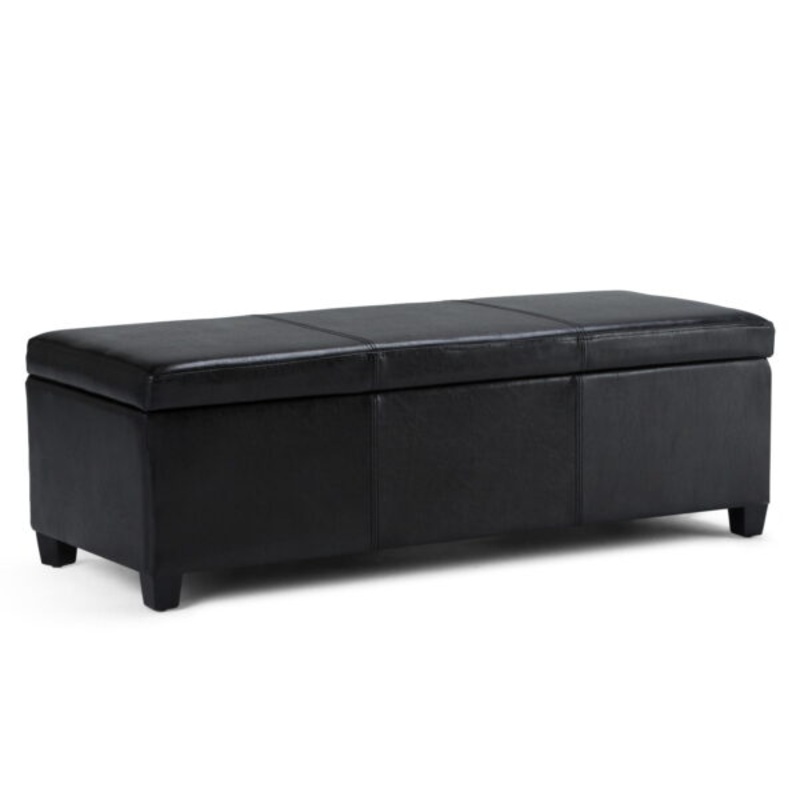 Simpli Home Avalon Large Storage Ottoman Bench, Black | Bigbigmart.com