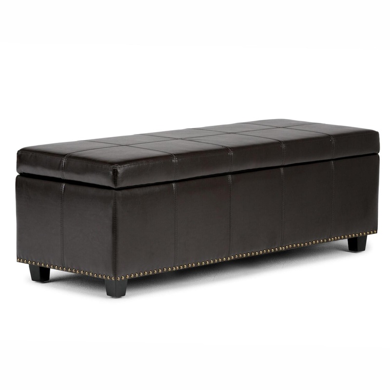 Simpli Home Kingsley Large Storage Ottoman Bench, Brown | Bigbigmart.com