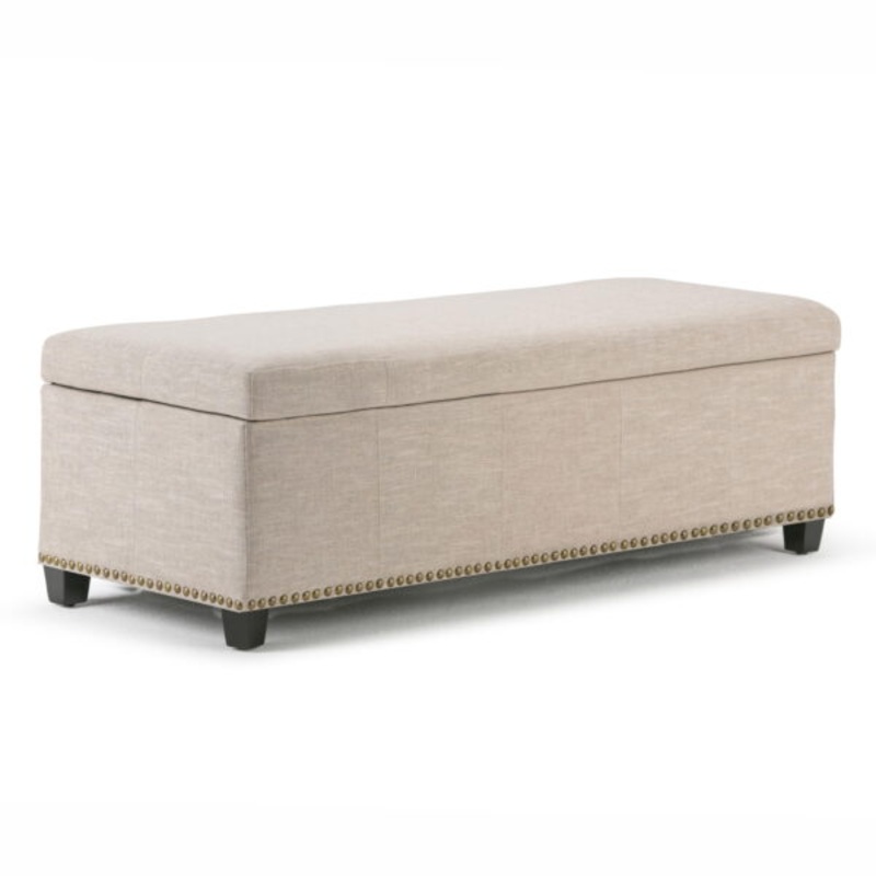 Simpli Home Kingsley Large Storage Ottoman Bench, Natural | Bigbigmart.com