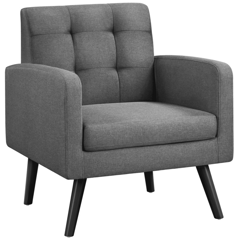 Smile Mart Modern Fabric Tufted Accent Arm Chair for Living room, Dark Gray | Bigbigmart.com