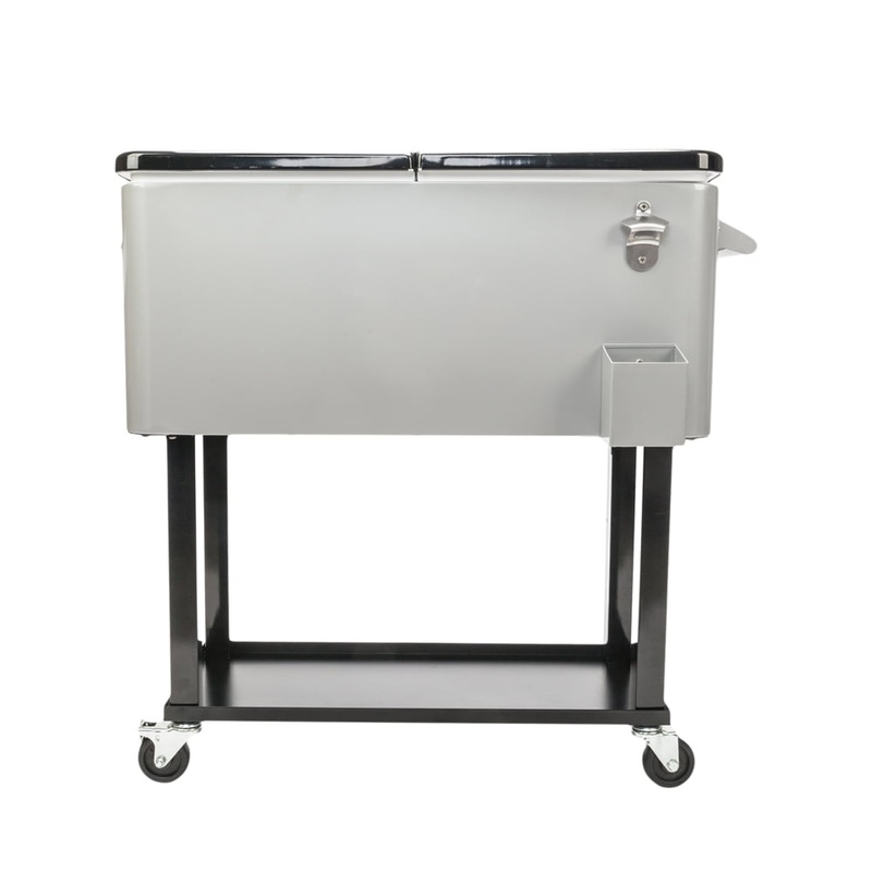 UBesGoo 80 Quart Patio Cooler Rolling Cooler Ice Chest with Shelf, Wheels and Bottle Opener, Iron Ice Chest Portable Patio Party Drink Cooling Cart | Bigbigmart.com