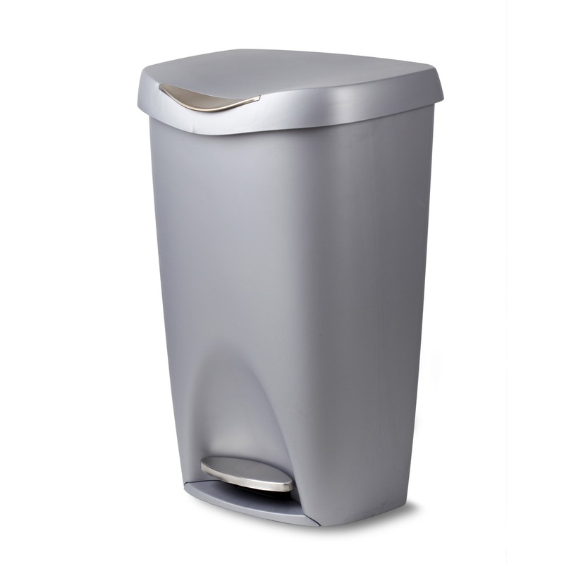 Umbra 13 gal Brim Plastic Step Soft Close Lid Kitchen Trash Can, Nickel | Bigbigmart.com