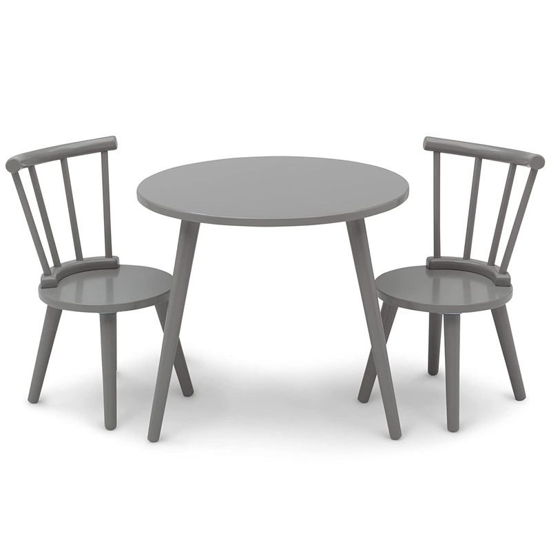 Delta Children Homestead Kids Table & 2 Chairs Set – Ideal for Arts & Crafts, Greenguard Gold Certified, Grey | Bigbigmart.com