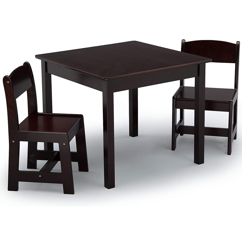 Delta Children MySize Kids Wood Table and Chair Set (2 Chairs Included) – Ideal for Arts & Crafts, Snack Time, Homework & More – Greenguard Gold Certified, Dark Chocolate, 3 Piece Set | Bigbigmart.com
