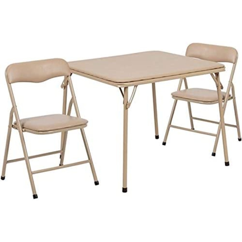 Flash Furniture Mindy Kids Tan 3 Piece Folding Table and Chair Set | Bigbigmart.com