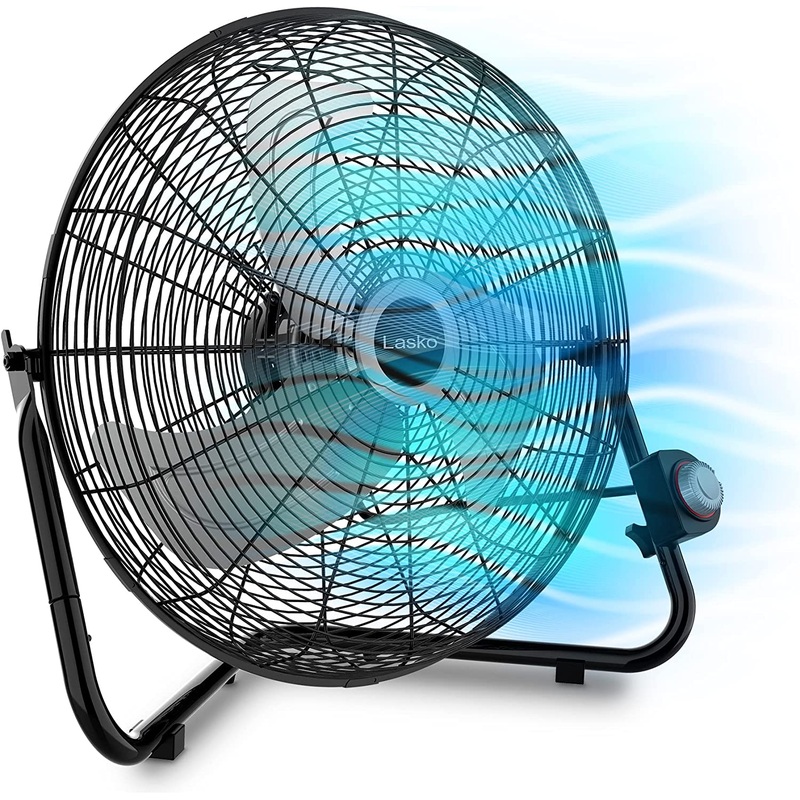 Lasko High Velocity Floor Fan with Wall mount Option, 3 Powerful Speeds, Pivoting Fan Head for Home, Garage, Attic, 20, Black, 2264QM | Bigbigmart.com