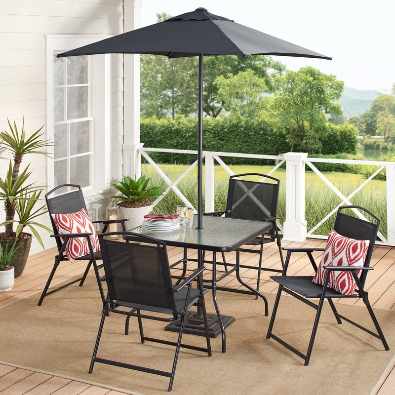 Mainstays Albany Lane 6-Piece Outdoor Patio Dining Set, Black | Bigbigmart.com