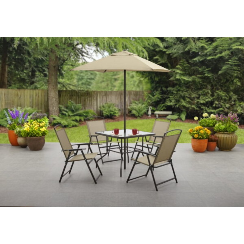 Mainstays Albany Lane 6 Piece Outdoor Patio Dining Set, Tan | Bigbigmart.com