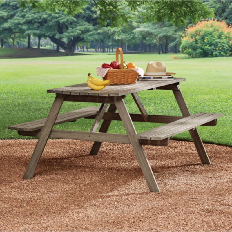 Mainstays Martis Bay Wood Outdoor Picnic Table, Gray | Bigbigmart.com