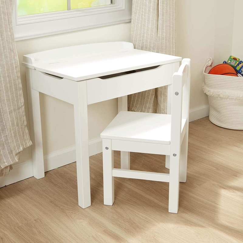Melissa & Doug Wooden Lift-Top Desk & Chair – White | Bigbigmart.com
