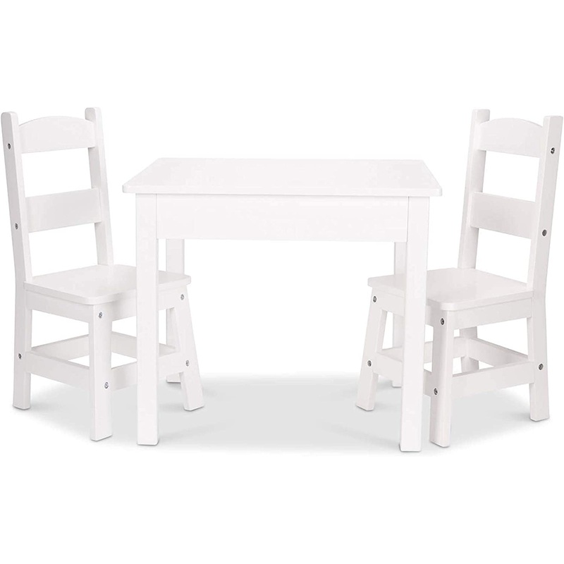 Melissa & Doug Wooden Table & Chairs – White | Bigbigmart.com