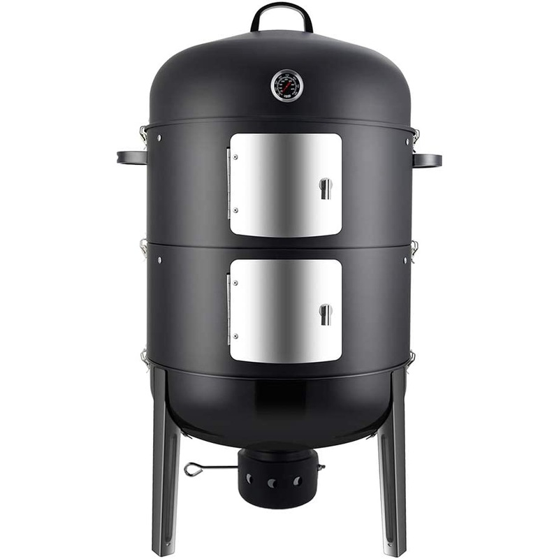 Realcook Charcoal BBQ Smoker Grill – 20 Inch Vertical Smoker for Outdoor Cooking Grilling | Bigbigmart.com