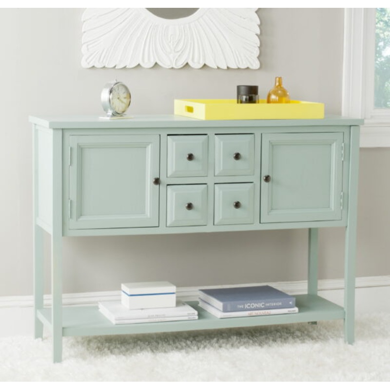 Safavieh Charlotte Rustic Storage Sideboard w/ 2 Cabinets & 4 Drawers, Aqua Smoke | Bigbigmart.com