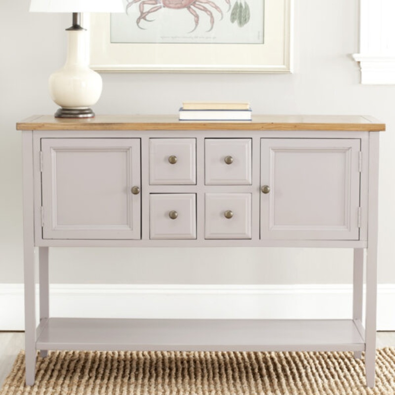 Safavieh Charlotte Rustic Storage Sideboard w/ 2 Cabinets & 4 Drawers, Quartz Grey/Oak | Bigbigmart.com