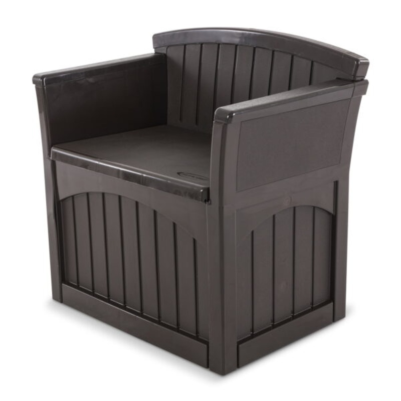 Suncast 31-Gallon Resin Outdoor Storage Bench, Brown | Bigbigmart.com
