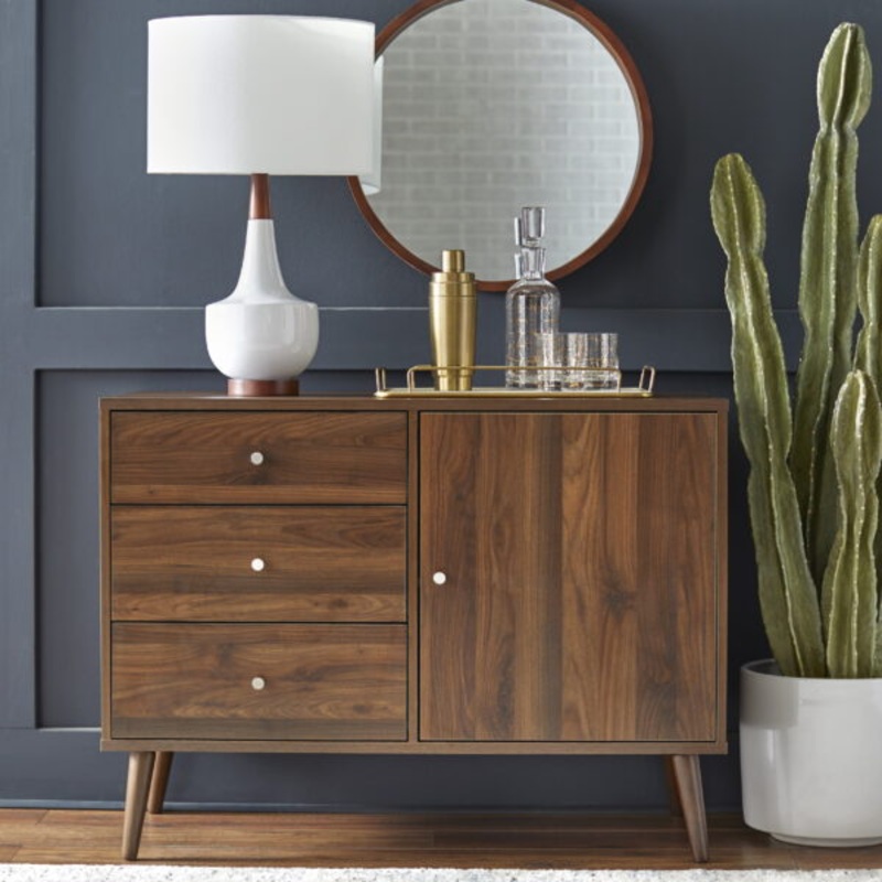 TMS Carroll 40 Wide Mid Century Modern Dining Room Sideboard Buffet, Walnut Finish | Bigbigmart.com