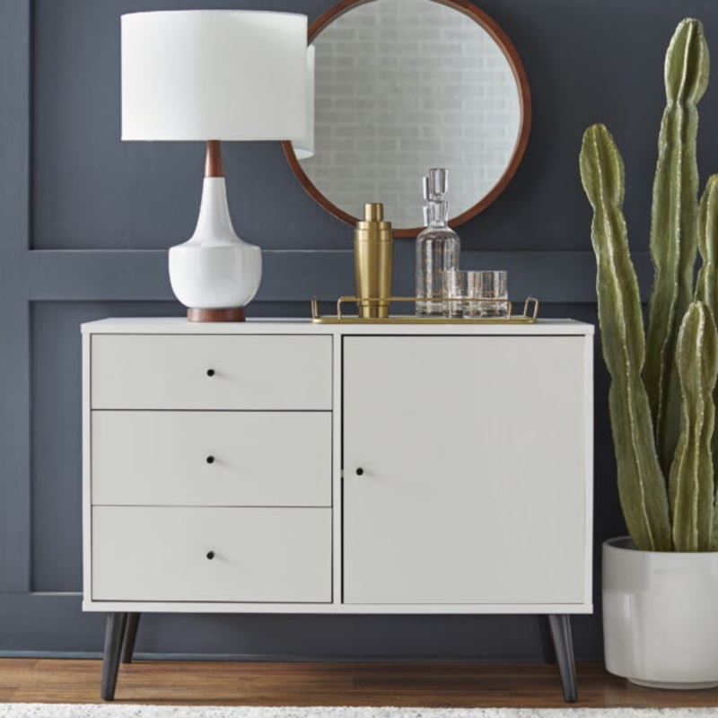 TMS Carroll Mid-Century Buffet, White | Bigbigmart.com
