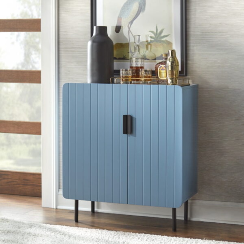TMS Fulton Modern 31.6 Channel Front Sideboard Buffet, Blue | Bigbigmart.com