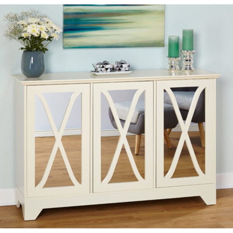 TMS Reflections Buffet Console with Mirrored Doors, Antique White | Bigbigmart.com