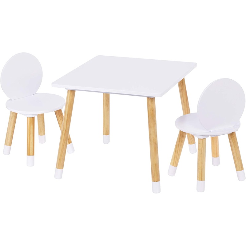 UTEX Kids Table with 2 Chairs Set for Toddlers, Boys, Girls, 3 Piece Kiddy Table and Chairs Set, White | Bigbigmart.com