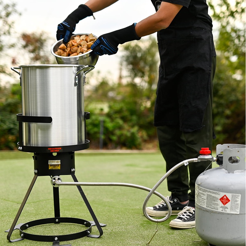 30 Quart Turkey Deep Fryer Aluminum Pot Boiling Seafood Cajun Propane Gas Stove Burner Stand Injector Thermometer | Bigbigmart.com
